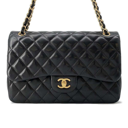 CHANEL Matelasse W Flap W Chain Shoulder Black A58600 Lambskin Size 30