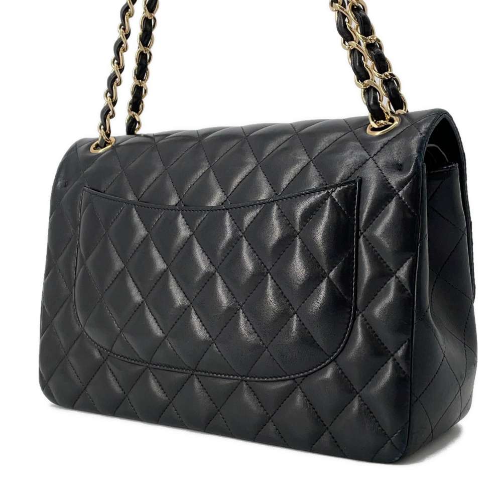 CHANEL Matelasse W Flap W Chain Shoulder Black A58600 Lambskin Size 30