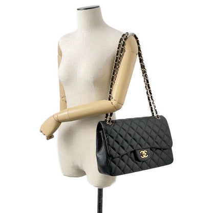 CHANEL Matelasse W Flap W Chain Shoulder Black A58600 Lambskin Size 30