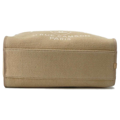 CHANEL Deauville Beige A92750 Canvas Leather