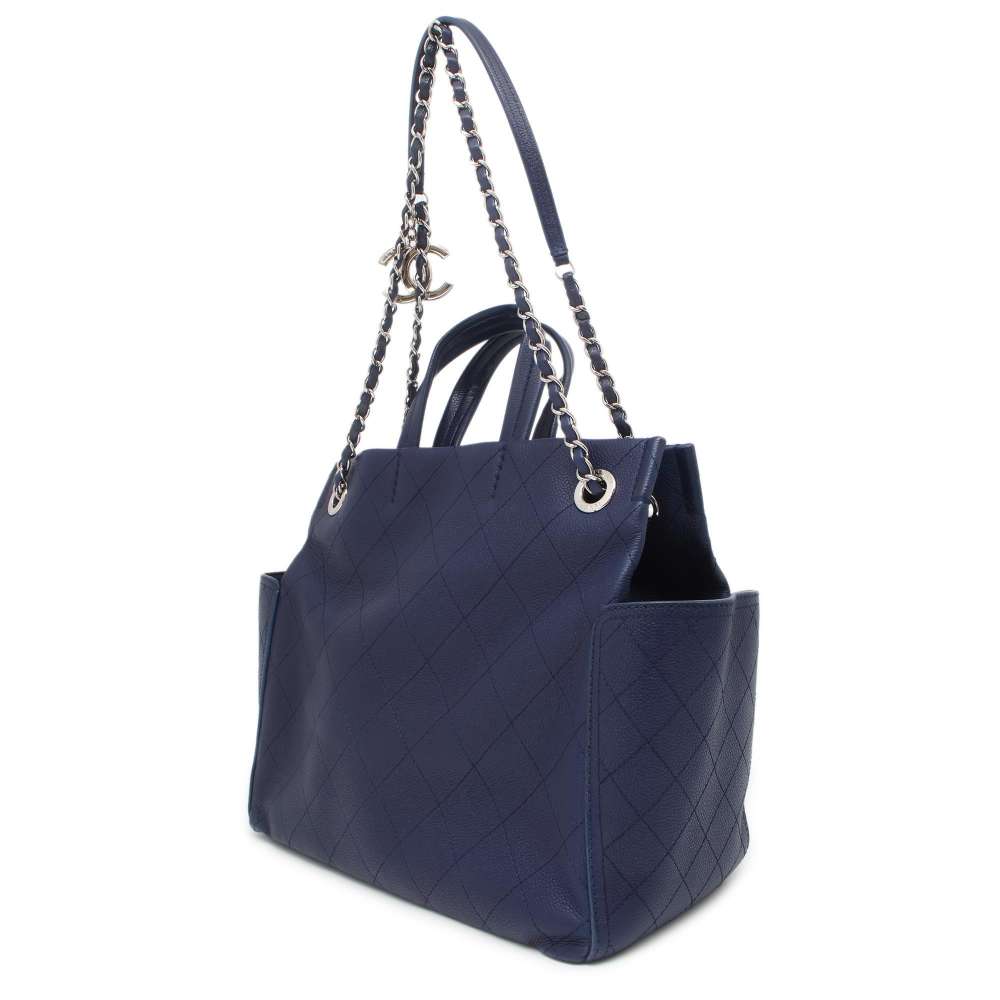 Chanel Matelasse 2wayTote Bag Navy Caviar Leather