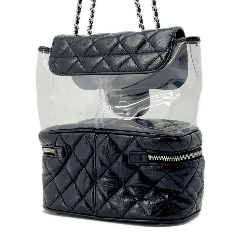 CHANEL Clear Shoulder Bag Black/Transparent A57826 Leather Plastics