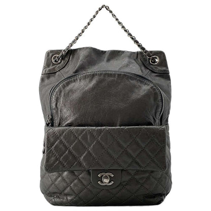 CHANEL Matelasse Chain Backpack Gray A90714 Leather