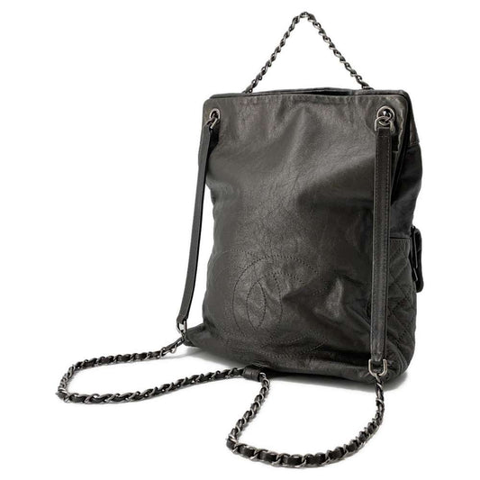CHANEL Matelasse Chain Backpack Gray A90714 Leather