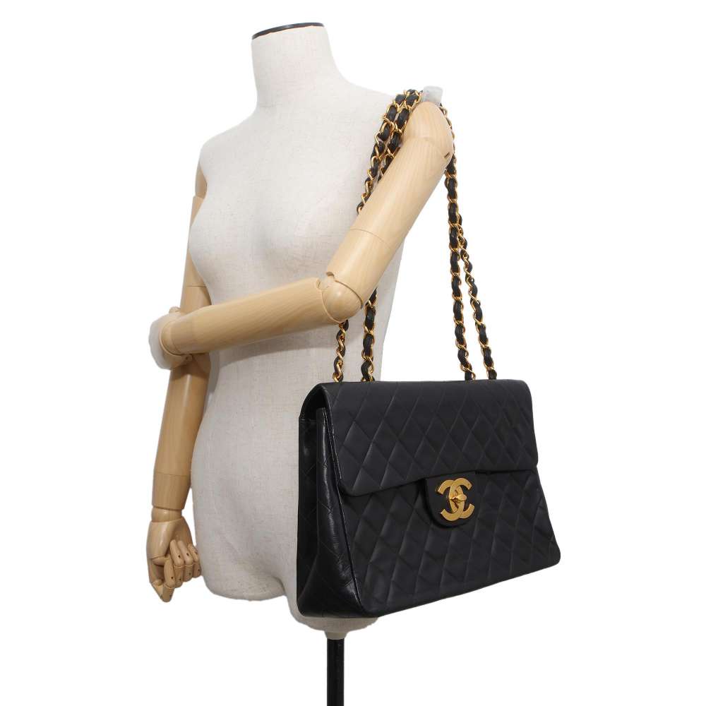 CHANEL Jumbo Matelasse ChainShoulder Black A04412 Lambskin