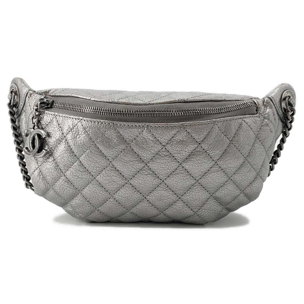 CHANEL Crossbody Bag Silver A94102 Caviar Leather