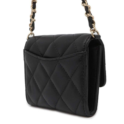 Chanel Matelasse Pearl Chain Wallet Black AP2583 Lambskin