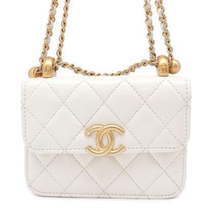 CHANEL Mini Materasse Chain Shoulder White AP2629 Lambskin