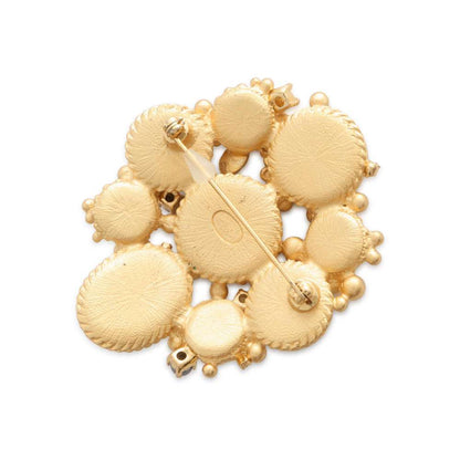 Chanel CC Logo Color Stone Brooch Gold/Black/Red Metal