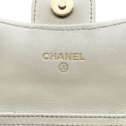 CHANEL Compact Chain wallet Gray AP0238 Lambskin