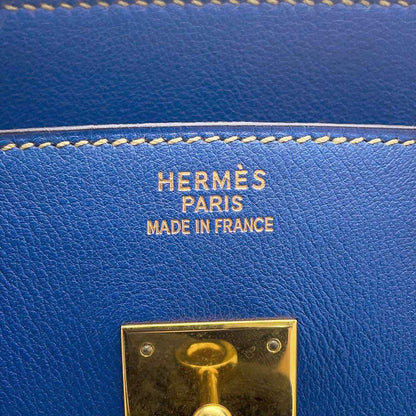 HERMES Birkin Blue france Evercalf Leather Vibrato Size 35