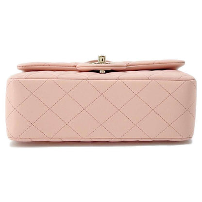 CHANEL Top handle mini Flap Bag Pink AS2431 Lambskin Size Mini