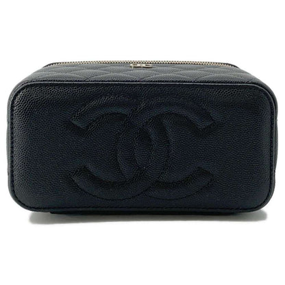 CHANEL Matelasse Chain Vanity Shoulder Bag Black AP1341 Caviar Leather Size PM