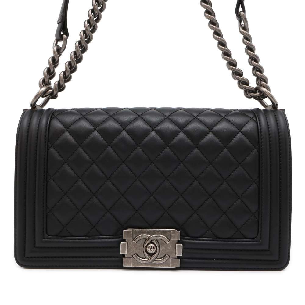 CHANEL Boy Chanel ChainShoulder Bag Black A67086 Lambskin Size 25