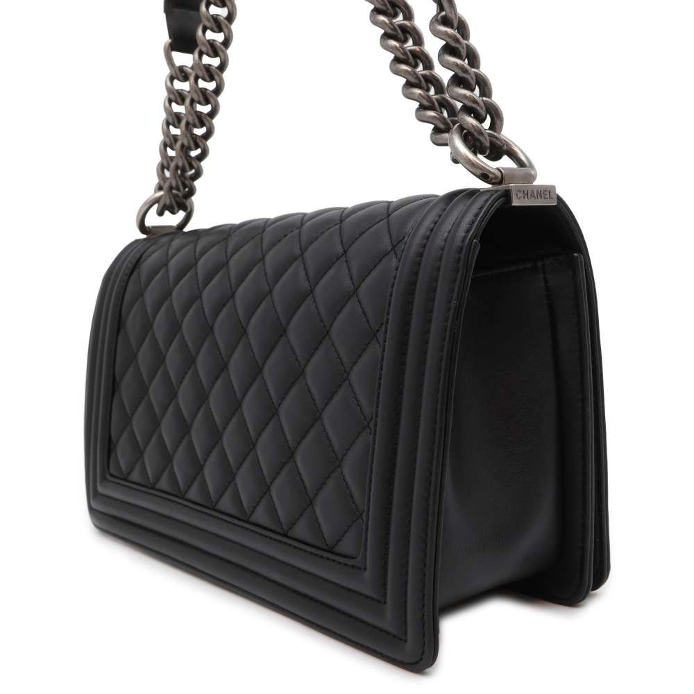 CHANEL Boy Chanel ChainShoulder Bag Black A67086 Lambskin Size 25