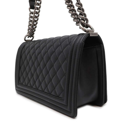 CHANEL Boy Chanel ChainShoulder Bag Black A67086 Lambskin Size 25