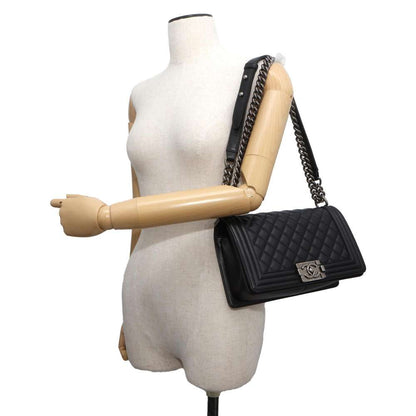 CHANEL Boy Chanel ChainShoulder Bag Black A67086 Lambskin Size 25