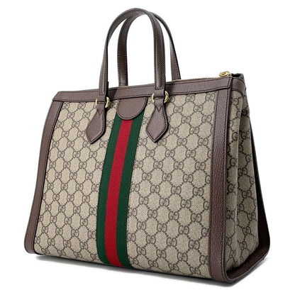 GUCCI Ophidia GGMedium Tote Bag Beige/Brown 524537 GG SupremeCanvas Leather