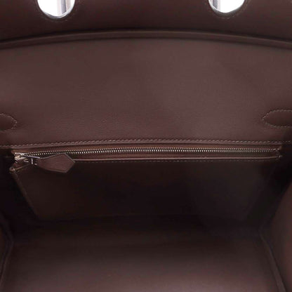 HERMES Birkin Ecru/Moka Toile GM Swift Leather Size 30