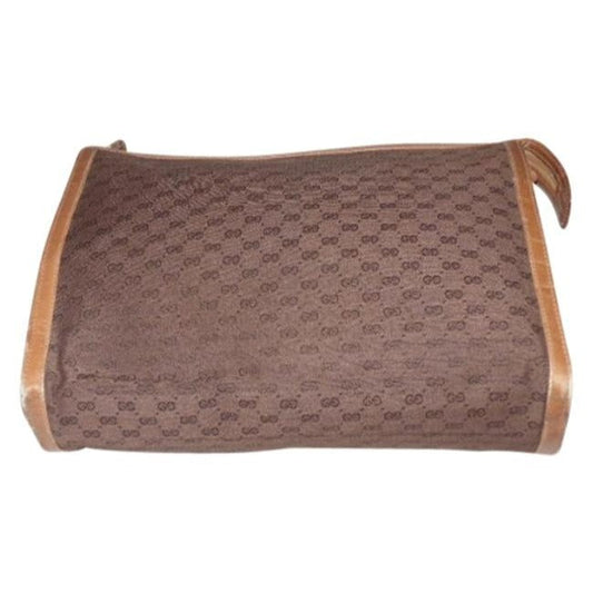 Gucci Vintage Purses Brown Leather And Gg Leather Clutch