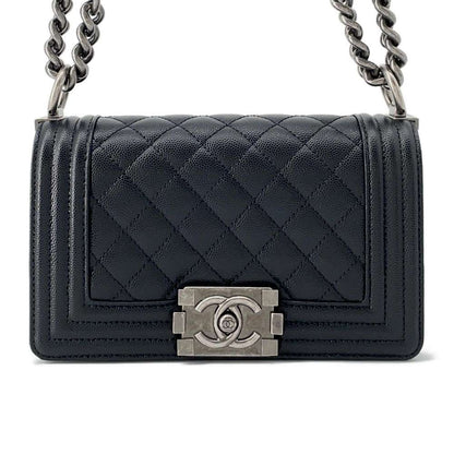 CHANEL Boy Chanel ChainShoulder Bag Black A67085 Caviar Leather Size 20