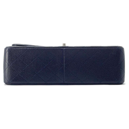 Chanel Matelasse W Flap ChainShoulder Bag Navy A58600 Caviar Leather Size 30