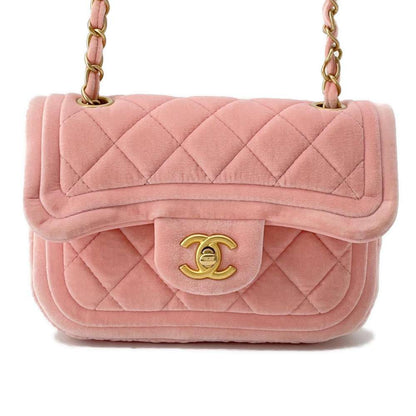CHANEL Mini Flap Bag Pink AS2957 Velvet Size 19