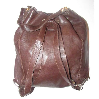 Fendi Brown Leather Three-Way Messenger Backpack Cross body