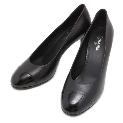 Chanel CC Logo Pumps Black G34136 Leather Patent Leather Size 38 1/2C
