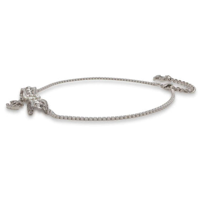 Chanel CC Logo Ribbon Motif Necklace ABB038 Metal Faux Pearl  Rhinestone
