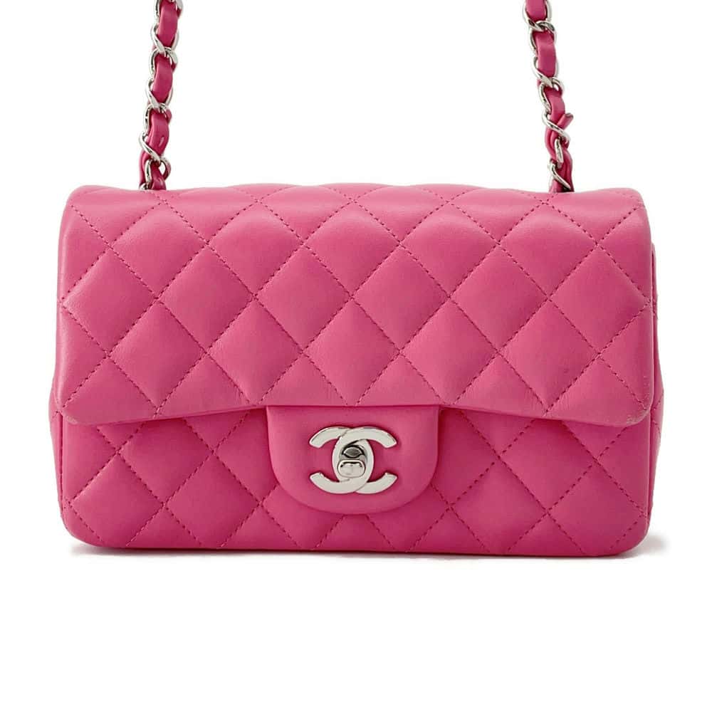 Chanel Mini Matelasse Chain Shoulder Bag Pink A69900 Lambskin Size 20