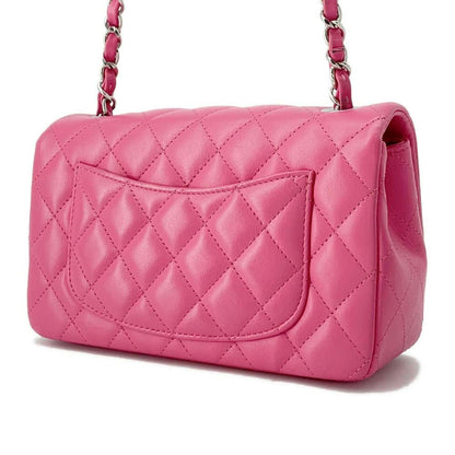 Chanel Mini Matelasse Chain Shoulder Bag Pink A69900 Lambskin Size 20
