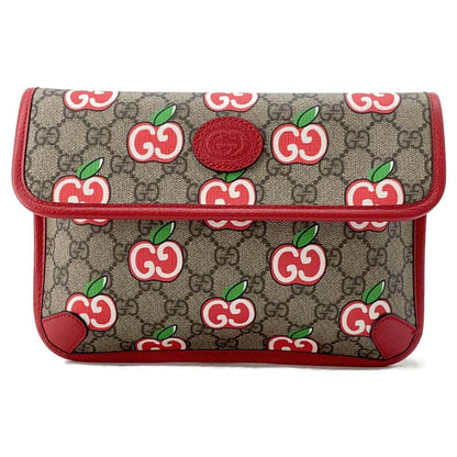 GUCCI GG Supreme Apple Belt Bag Beige/Red 625233 GG SupremeCanvas Leather