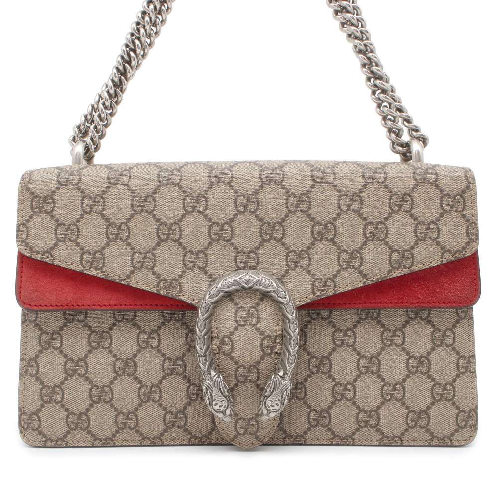 Gucci Dionysus ChainShoulder Bag Brown/Red 400249 PVC suede