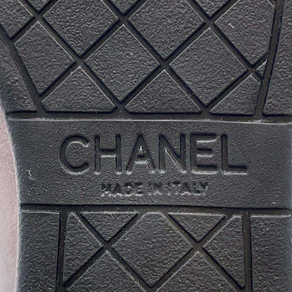 CHANEL Lace up shoes Black/Gray Patent Leather Leather Size 37