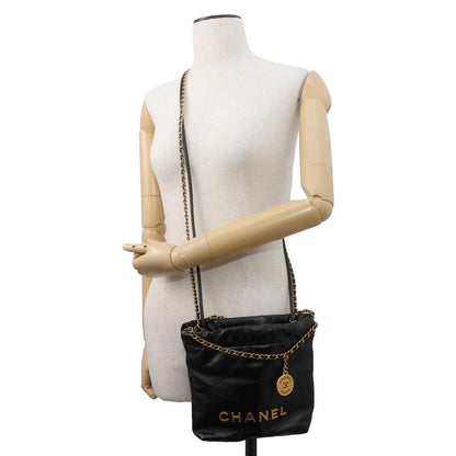 Chanel Chanel 22 HandBag Black AS3980 Shiny Calf Leather Size Mini