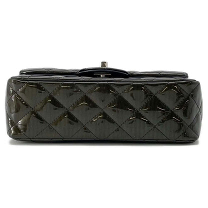 Chanel Matelasse Single Flap ChainShoulder Bag Khaki A69900 Patent Leather Size 20