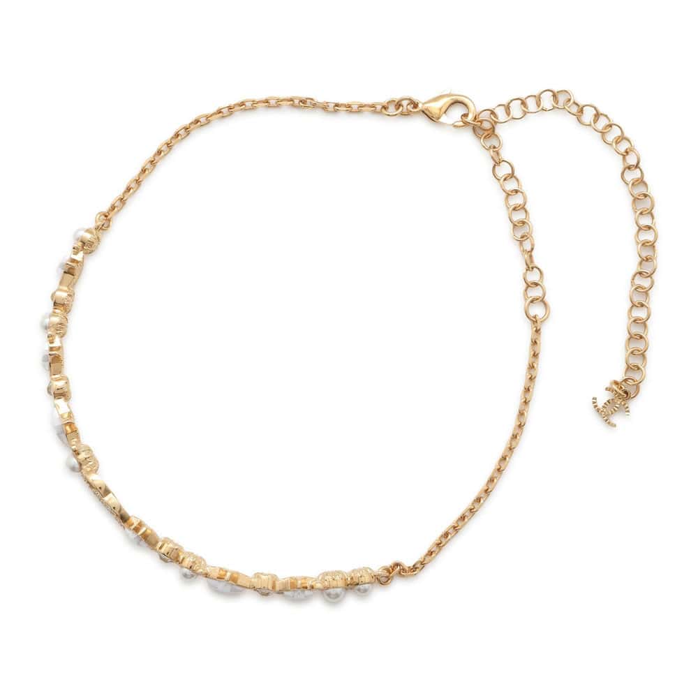 CHANEL CC Logo Star Motif Gold ABC808B15472 Metal Rhinestone Faux Pearl