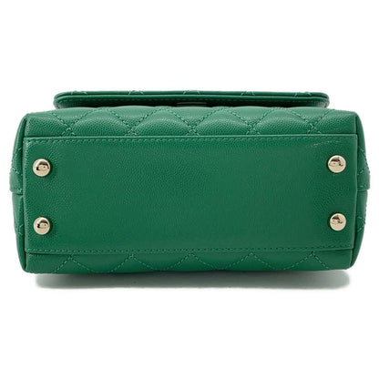 CHANEL CC Logo Top Handle Mini Flap Green AS2215 Caviar Leather Size XXS