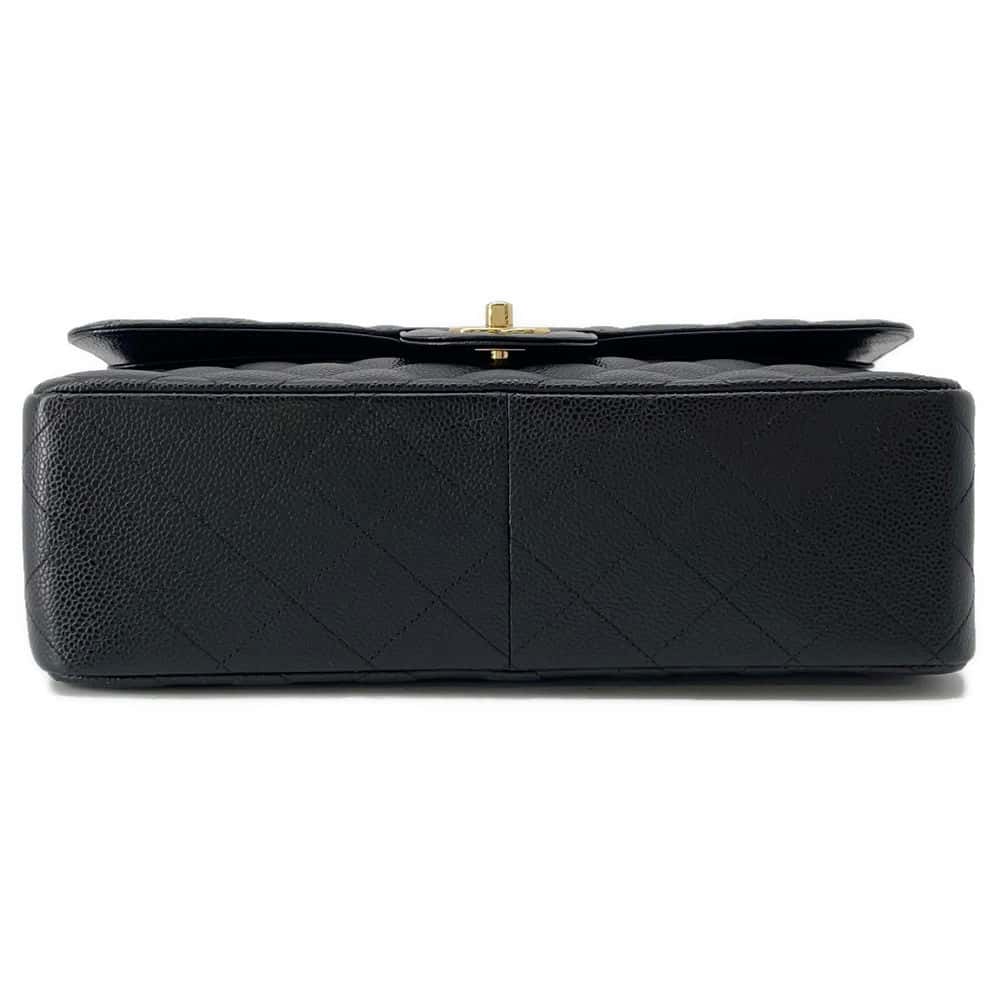 Chanel Matelasse W Flap ChainShoulder Bag Black A58600 Caviar Leather Size 30