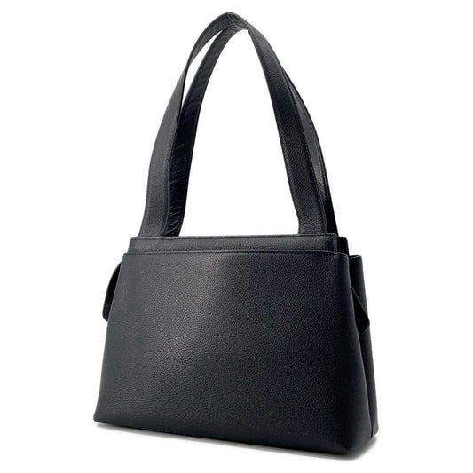 CHANEL CC Logo Shoulder Bag Black Leather