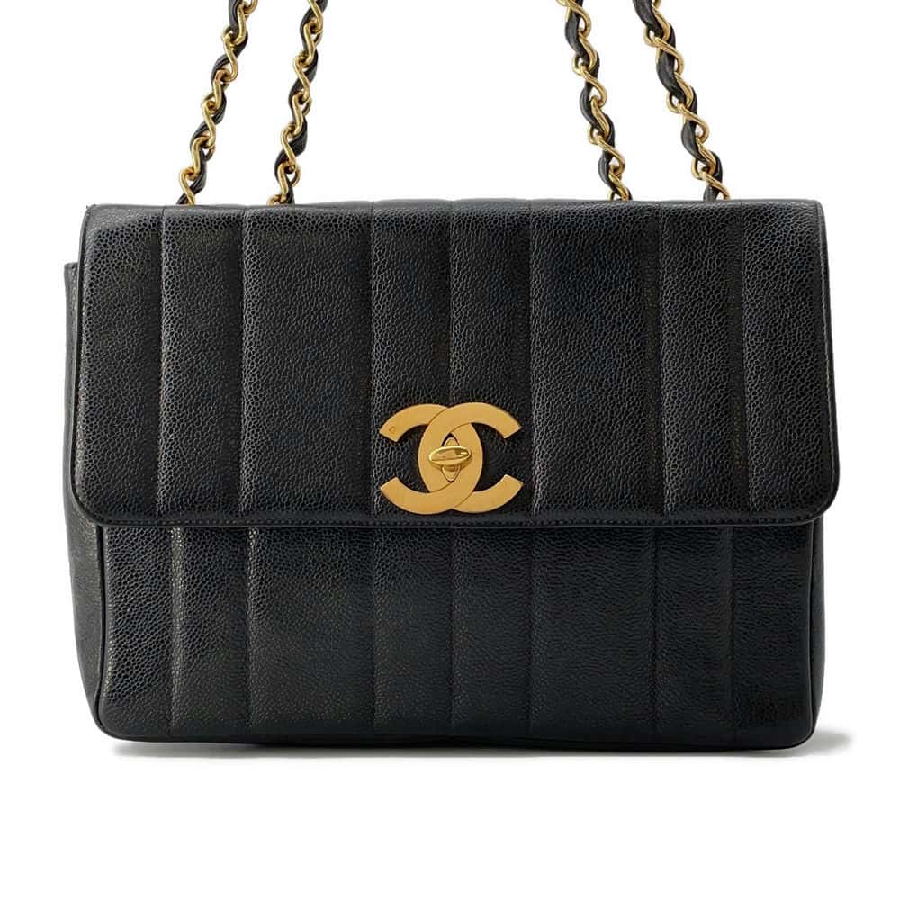 Chanel Mademoiselle ChainShoulder Bag Black Caviar Leather