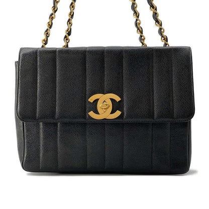 Chanel Mademoiselle ChainShoulder Bag Black Caviar Leather