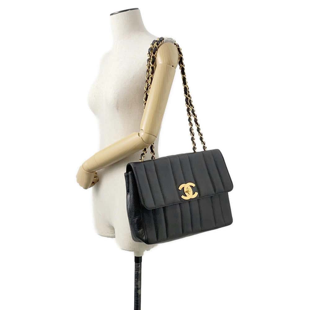 Chanel Mademoiselle ChainShoulder Bag Black Caviar Leather