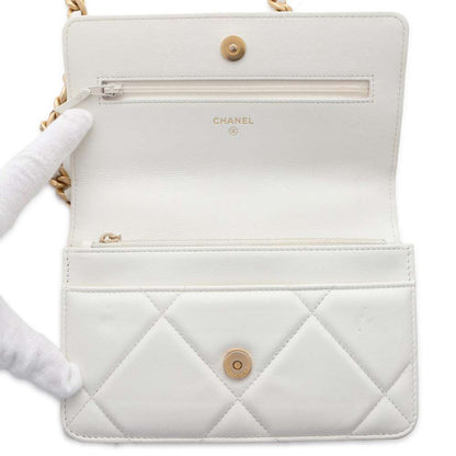 CHANEL 19 Chain wallet White AP0957 Lambskin