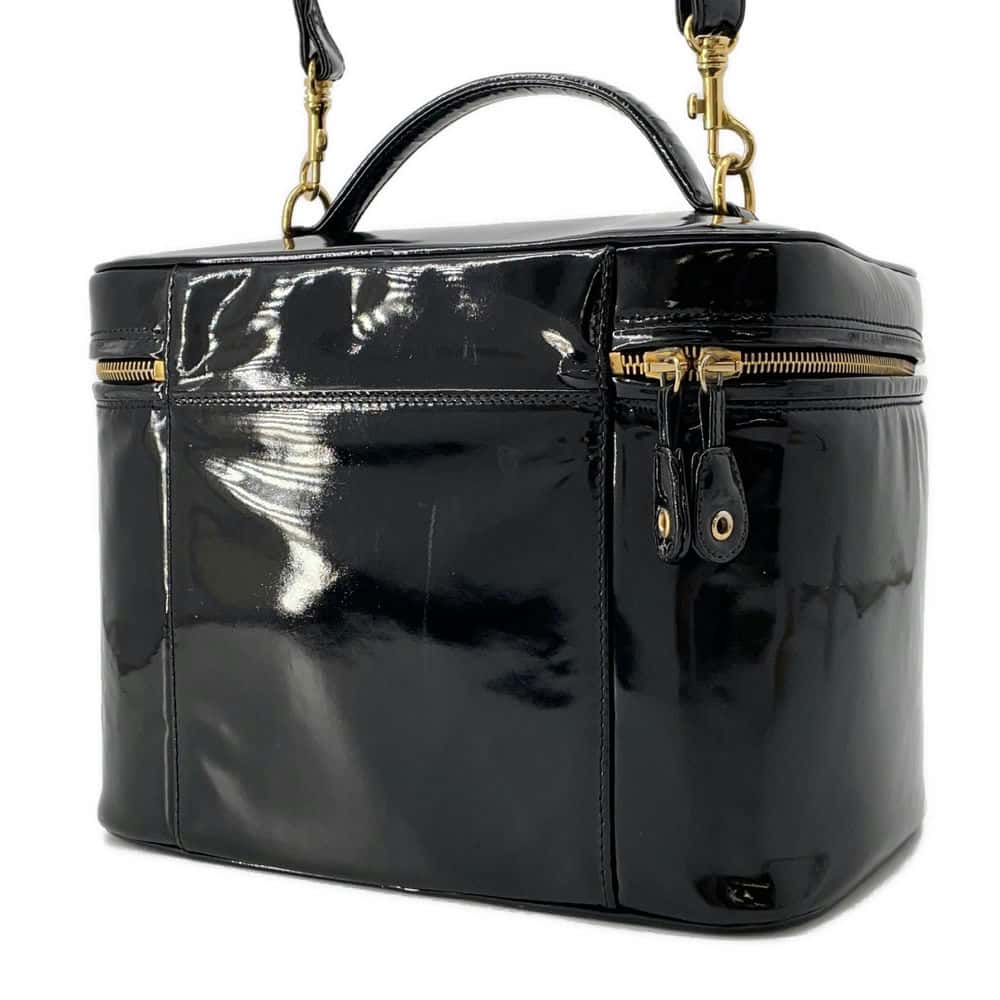 Chanel Vanity 2way Bag Black Patent Leather