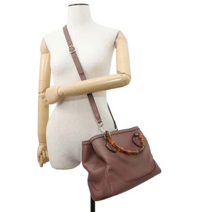 GUCCI Bamboo2wyHandbag Brown 308360 Leather