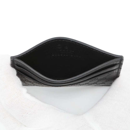 GUCCI Micro GG Card Case Black 262837 Leather