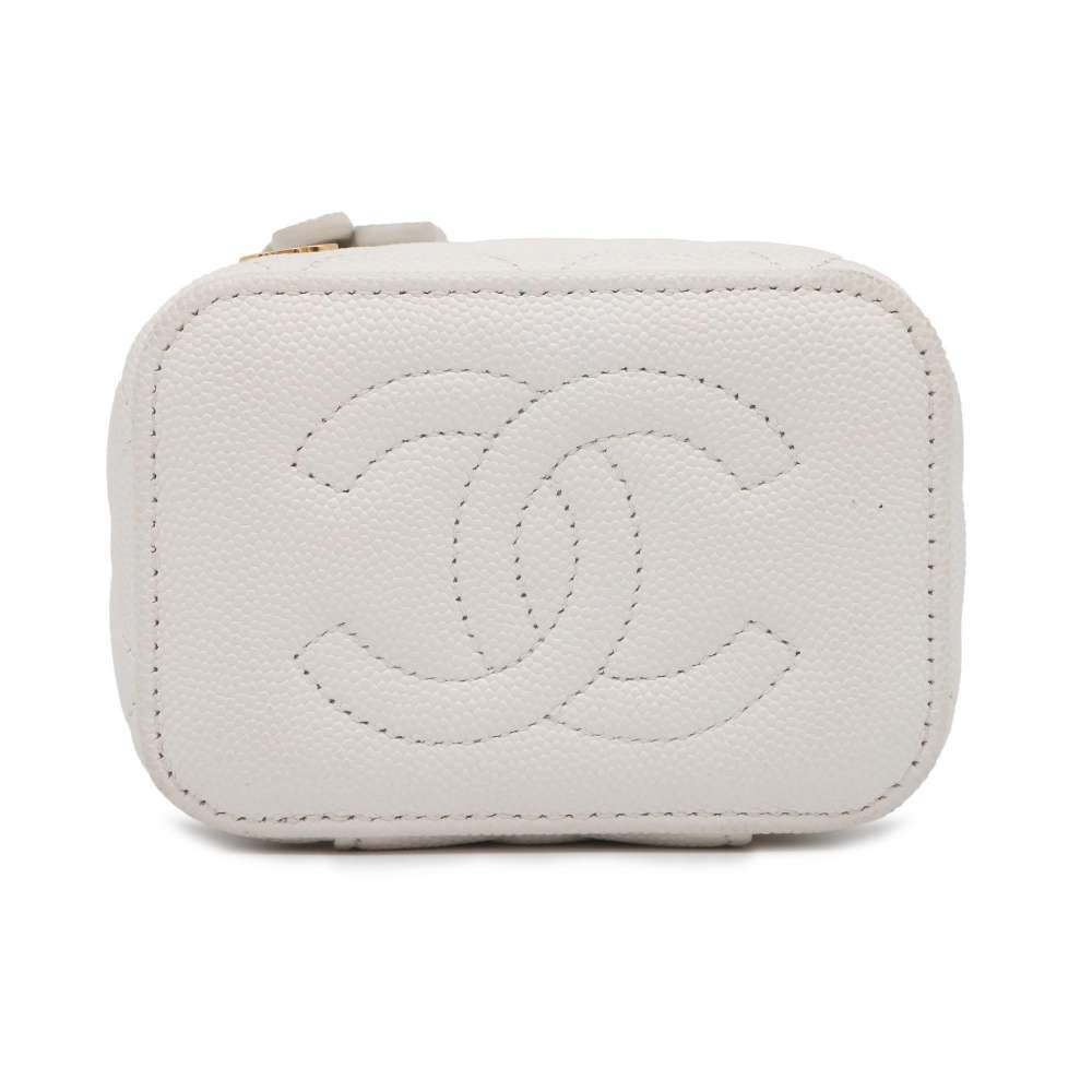 Chanel Vanity ChainShoulder Playing Cards White AP3078 Caviar Leather Size Small