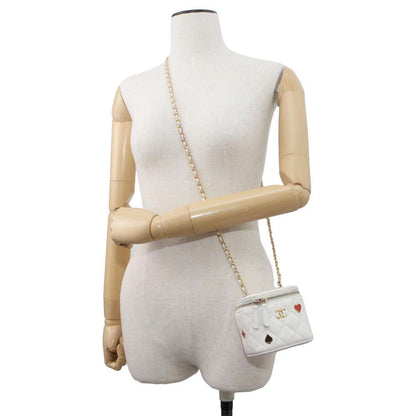 Chanel Vanity ChainShoulder Playing Cards White AP3078 Caviar Leather Size Small